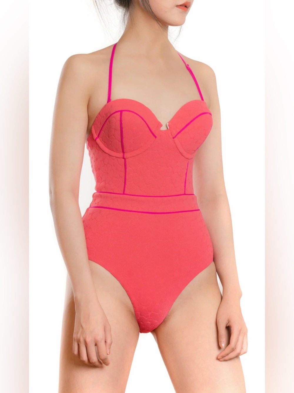 WET Swimwear Isla De Ibiza Janelle One Piece Coral Neon Pink Underwire Cups XS
